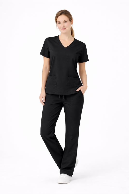 Scrub medical damă negru – Model CARE