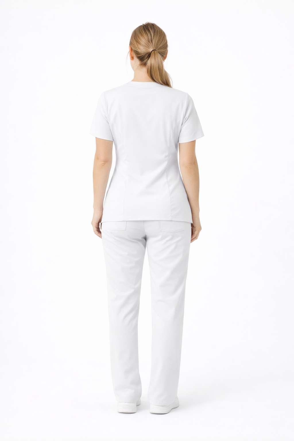 Scrub medical damă alb  – Model CARE