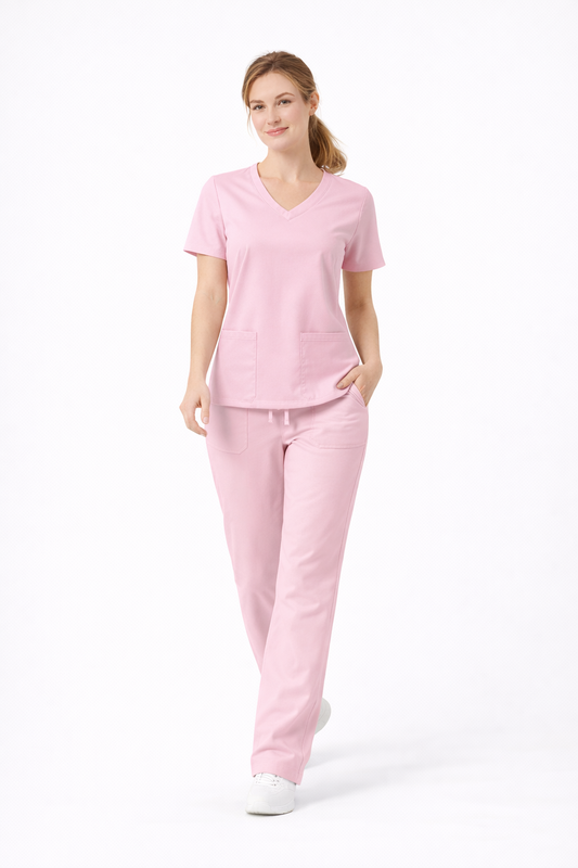 Scrub medical damă roz – Model CARE