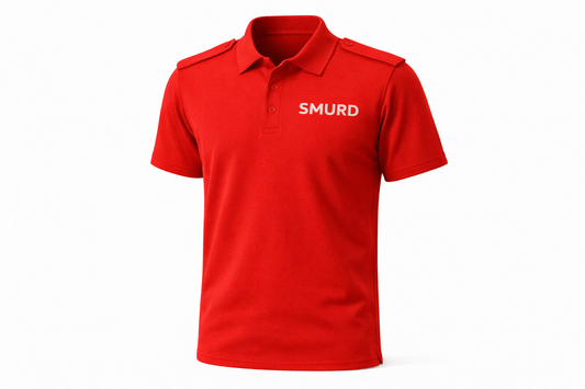Tricou Polo Tip SMURD – Roșu, cu Epoleți, Mânecă Scurtă