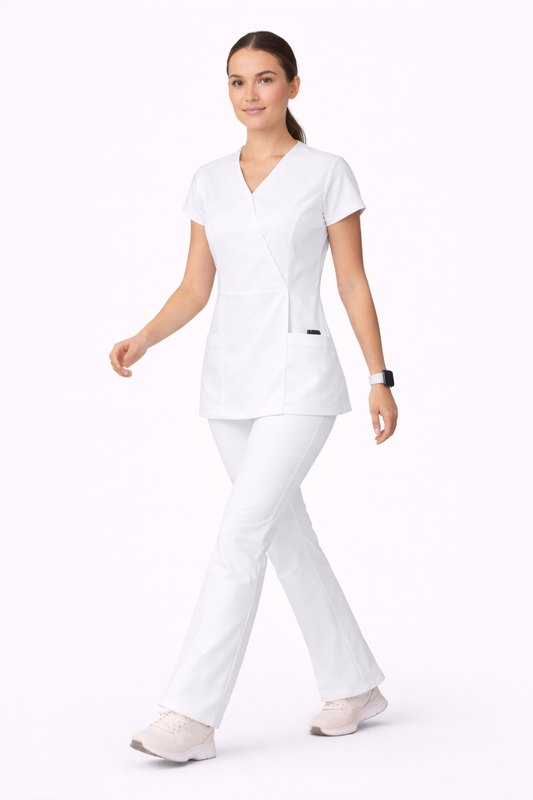 Scrub medical damă alb – Model PRO
