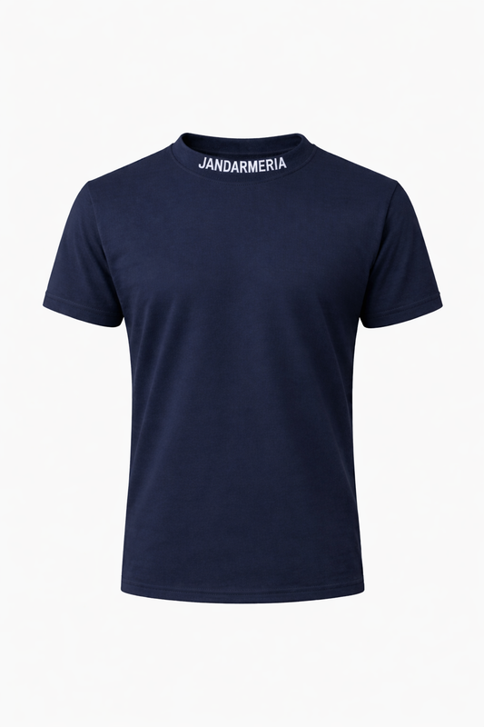 Tricou Tip Jandarmerie – Bleumarin, cu Epoleți, Mânecă Scurtă